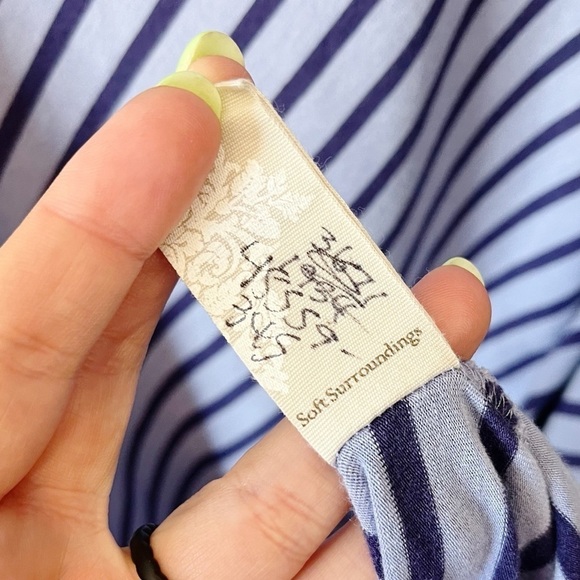 Soft Surroundings Sarina Striped Asymmetrical Midi Dress Periwinkle Pima Cotton - Picture 9 of 9